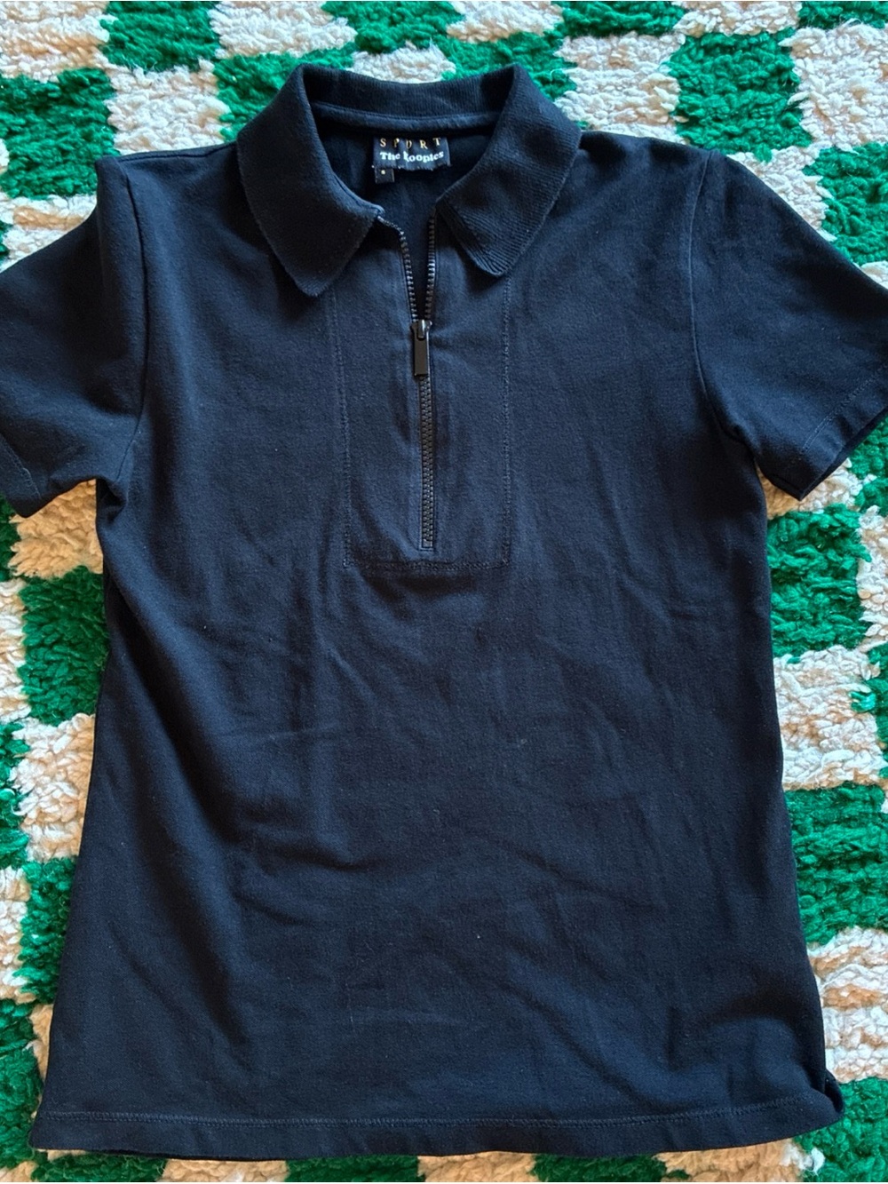 The Kooples x  Sport Black Quarter Zip Polo Shirt Slim Fit Size S sporty/ preppy